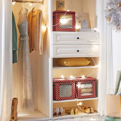 Nancy's Hamon Opbergdozen - Kerstballen - Set Van 3 - Opvouwbaar - 64 Vakjes Per Doos - Rood - 30,5 x 30,5 x 30,5 cm