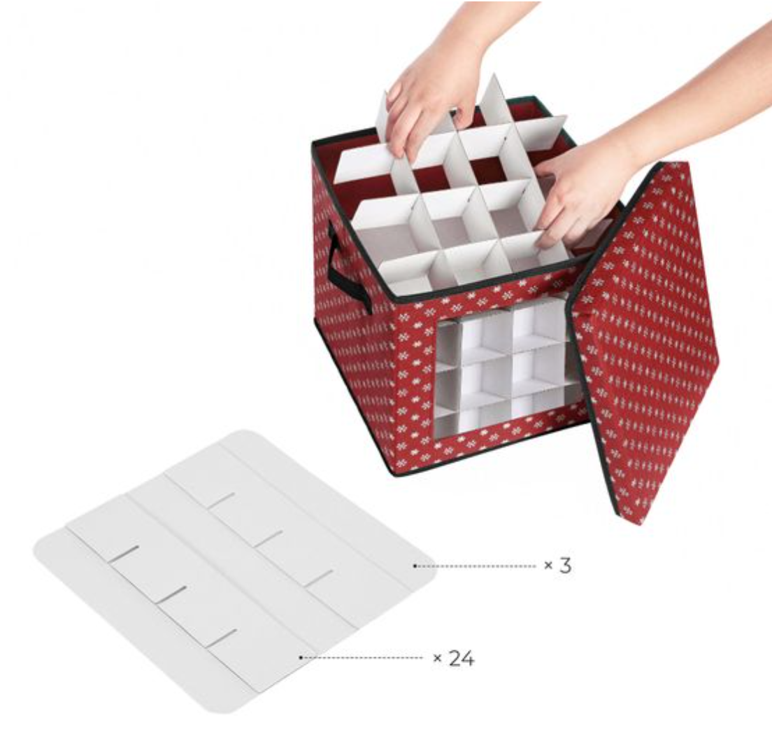 Nancy's Hamon Storage Boxes - Christmas Balls - Set of 3 - Foldable - 64 Compartments Per Box - Red - 30.5 x 30.5 x 30.5 cm