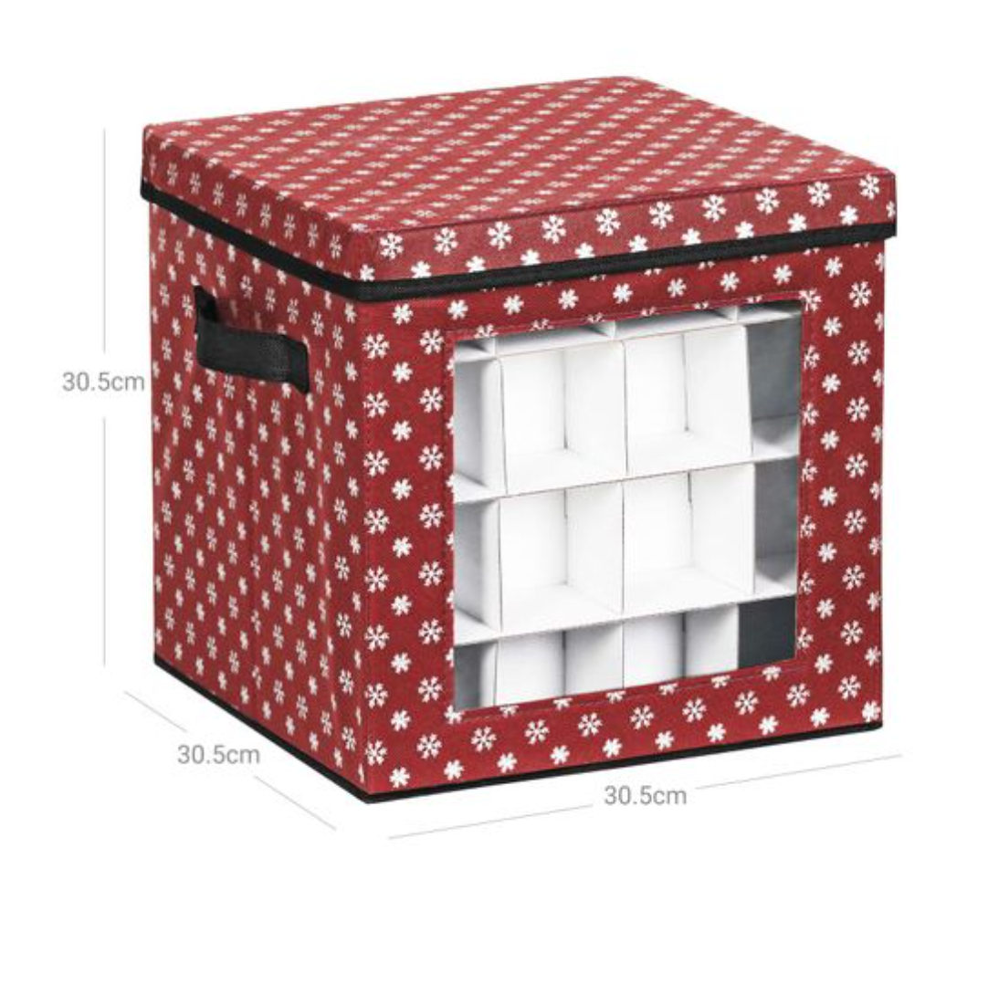 Nancy's Hamon Opbergdozen - Kerstballen - Set Van 3 - Opvouwbaar - 64 Vakjes Per Doos - Rood - 30,5 x 30,5 x 30,5 cm