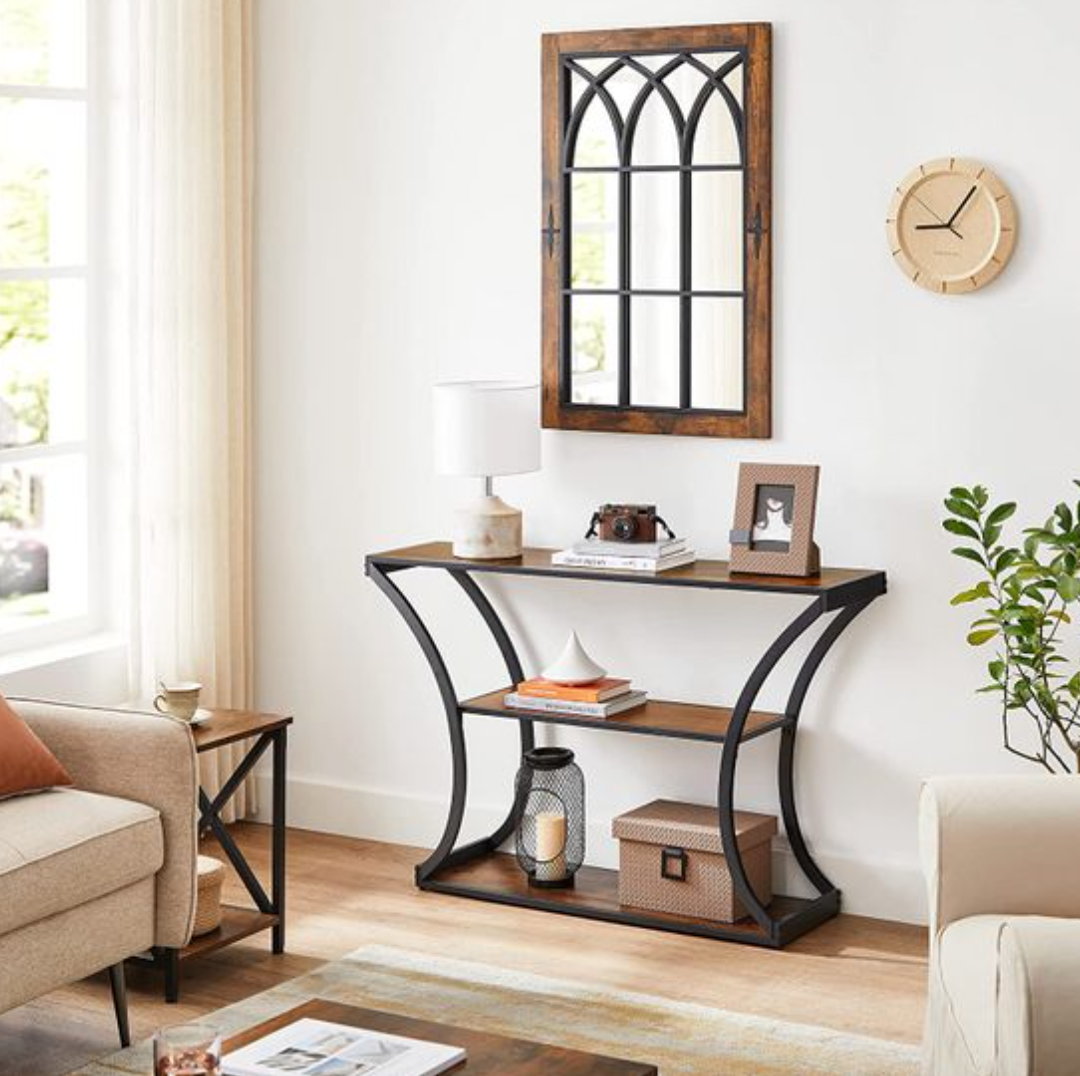 Nancy's Hall Consoletafel - Dressoir - Sidetable - Industrieel - Bruin - Zwart - Bewerkt Hout - Staal - 120 x 30 x 80 cm