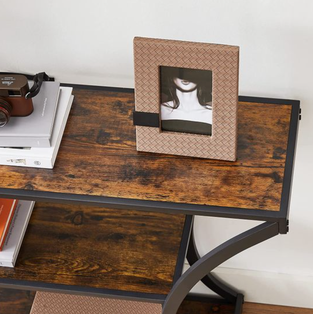 Nancy's Hall Consoletafel - Dressoir - Sidetable - Industrieel - Bruin - Zwart - Bewerkt Hout - Staal - 120 x 30 x 80 cm