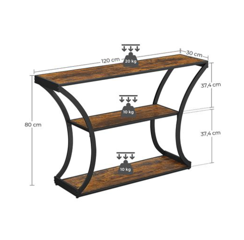 Nancy's Hall Consoletafel - Dressoir - Sidetable - Industrieel - Bruin - Zwart - Bewerkt Hout - Staal - 120 x 30 x 80 cm