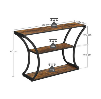 Nancy's Hall Consoletafel - Dressoir - Sidetable - Industrieel - Bruin - Zwart - Bewerkt Hout - Metaal - 120 x 30 x 80 cm