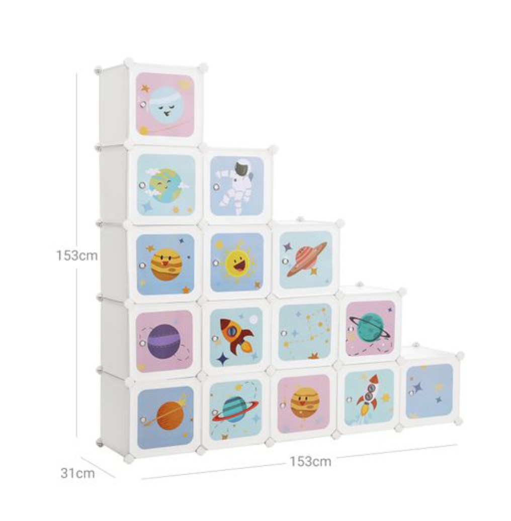 Nancy's Hallam Opbergdozen - Opbergkast - Kinderkamer - 16 Kubussen - Plastic - Meerkleurig
