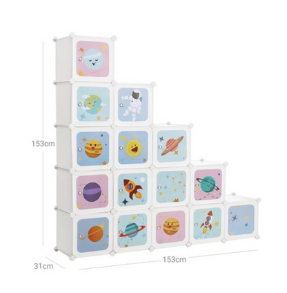 Nancy's Hallam Opbergdozen - Opbergkast - Kinderkamer - 16 Kubussen - Plastic - Meerkleurig