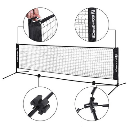 Filet de badminton Nancy's Hydro - Filet de tennis - Filet de volley-ball - Hauteur réglable - Sac de transport - 3 mètres - Noir 