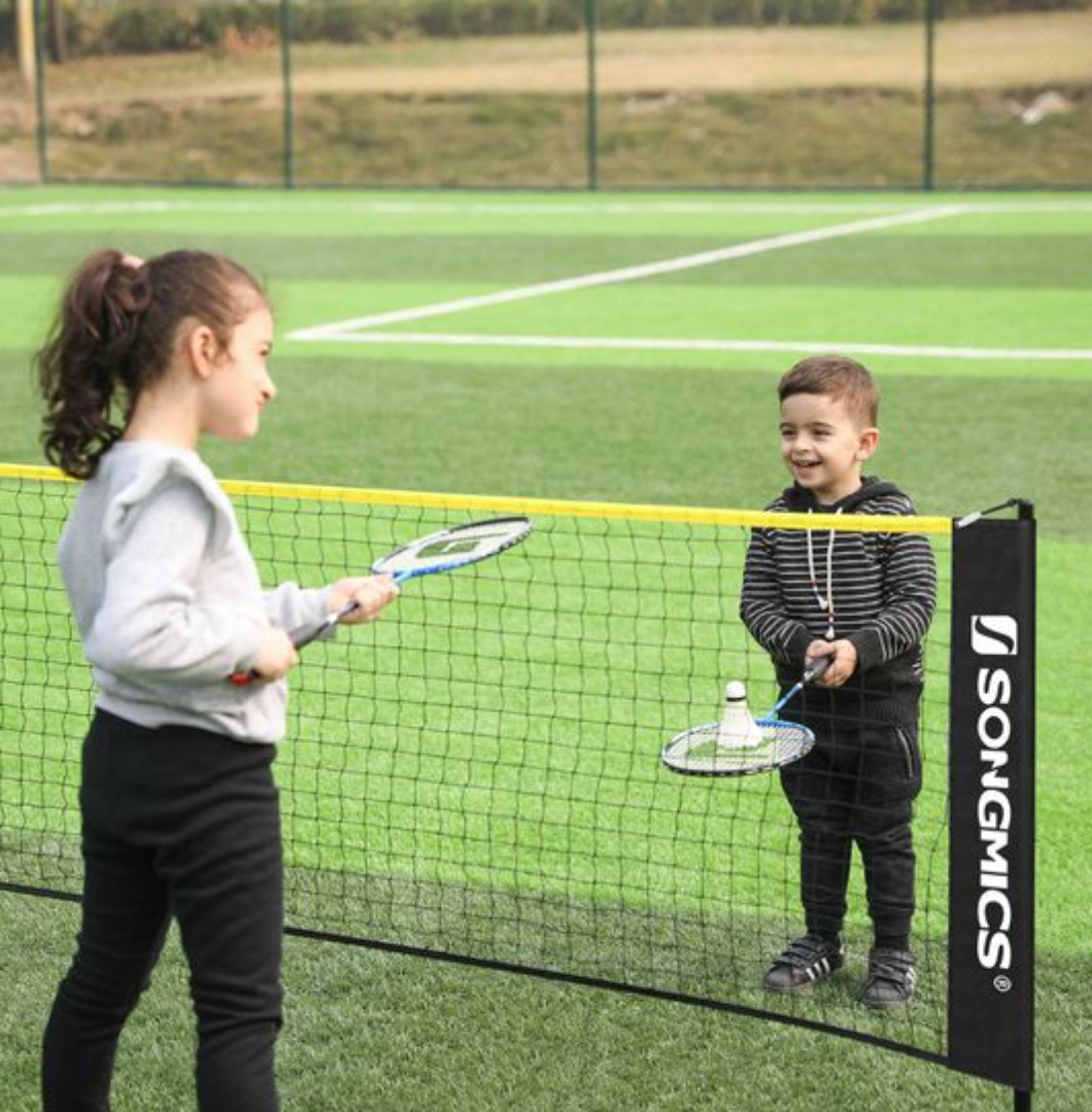Nancy's Hyman Badmintonnet - Volleybalnet - Tennisnet - Hoogte Verstelbaar - Draagtas - Metaal - Zwart - Geel - 4 M
