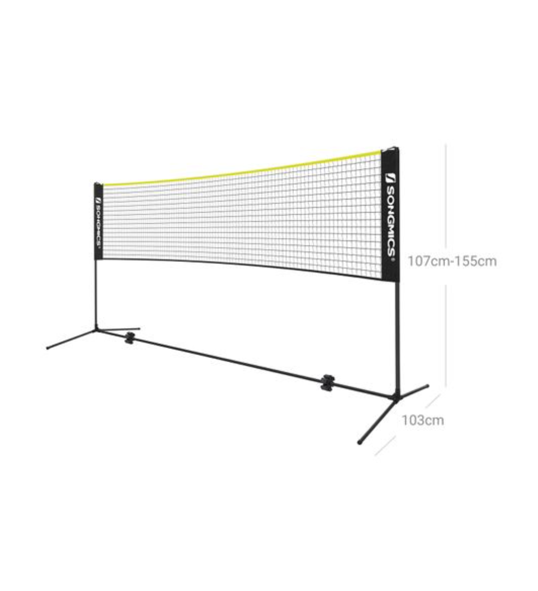 Nancy's Hyman Badmintonnet - Volleybalnet - Tennisnet - Hoogte Verstelbaar - Draagtas - Metaal - Zwart - Geel - 4 M