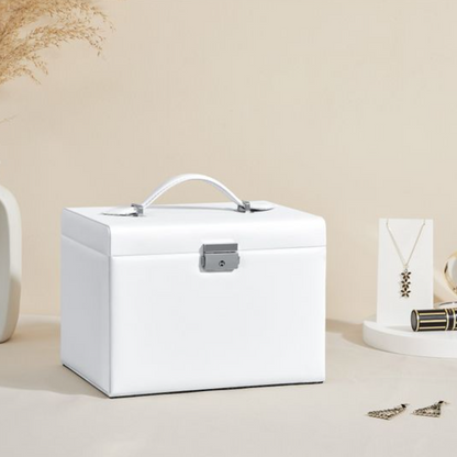 Nancy's Dagle Sieradendoos - Juwelendoos - Sieradenopslag - 4 Niveaus - 3 Lades - Wit - Fluweel - 22,5 x 17,5 x 16,5 cm