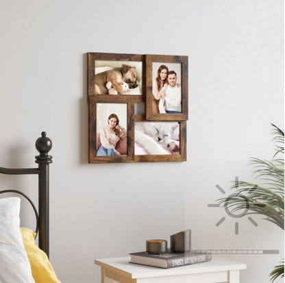 Nancy's Foley Brook Collage Photo Frame - Wall Frame with Stand - for 4 Photos - Vintage Brown - Each 10 x 15 cm
