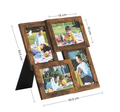 Nancy's Foley Brook Collage Photo Frame - Wall Frame with Stand - for 4 Photos - Vintage Brown - Each 10 x 15 cm