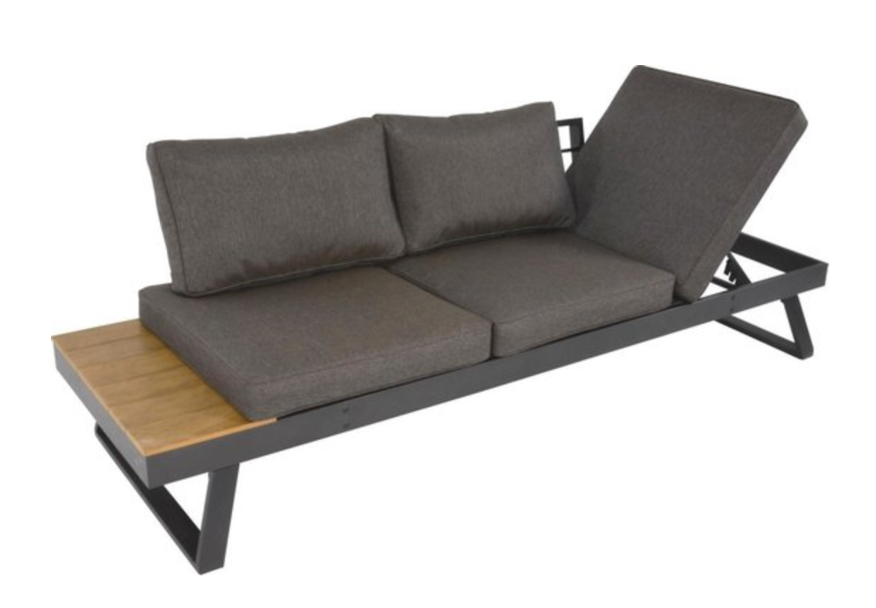 Nancy's Ratter Lounge Sofa - Teak Look - Aluminum Frame - 228 x 78 x 68cm