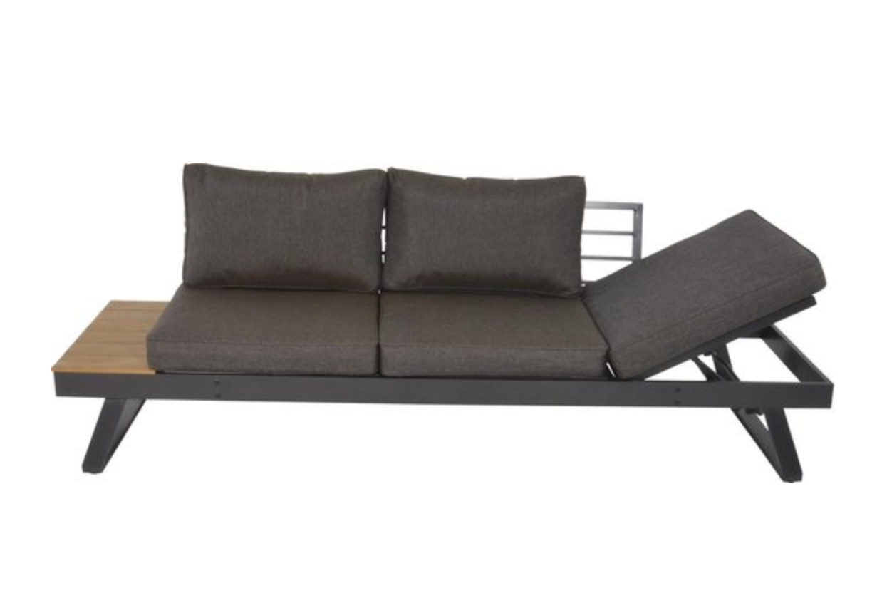 Canapé lounge Nancy's Ratter - Aspect teck - Cadre en aluminium - 228 x 78 x 68 cm
