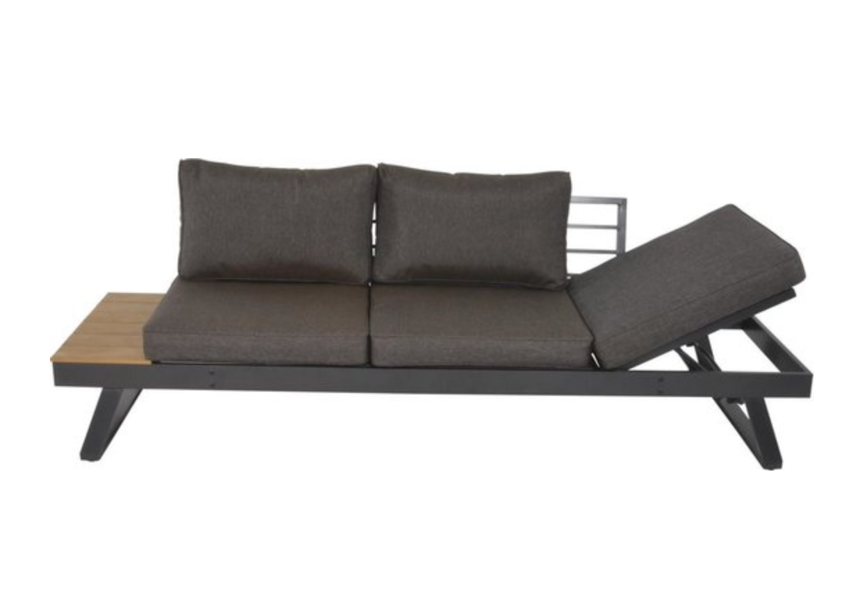 Nancy's Ratter Loungebank - Teaklook - Aluminium Frame - 228 x 78 x 68cm