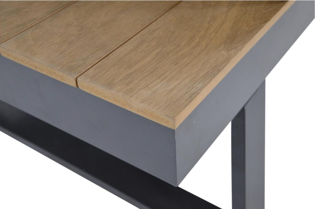 Nancy's Ratter Loungebank - Teaklook - Aluminium Frame - 228 x 78 x 68cm