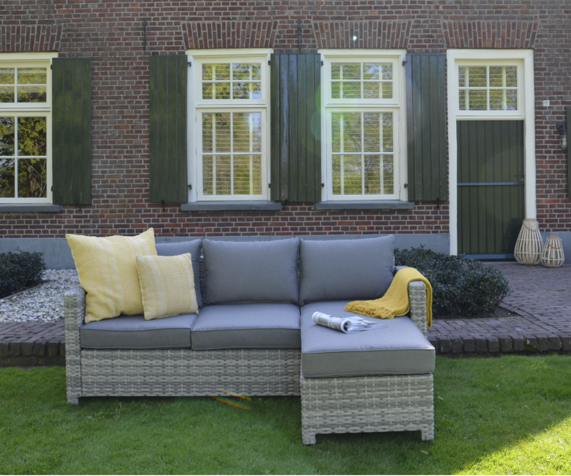 Nancy's Scheper Lounge Hoekbank - Loungeset - Riet en Aluminium Frame - Grijs