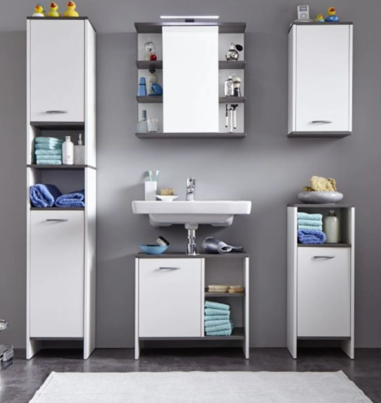 Armoire de salle de bain Nancy's Anny - Armoire de rangement - Blanc - 32 x 82 x 28 cm