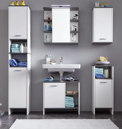 Armoire de salle de bain Nancy's Anny - Armoire de rangement - Blanc - 32 x 82 x 28 cm