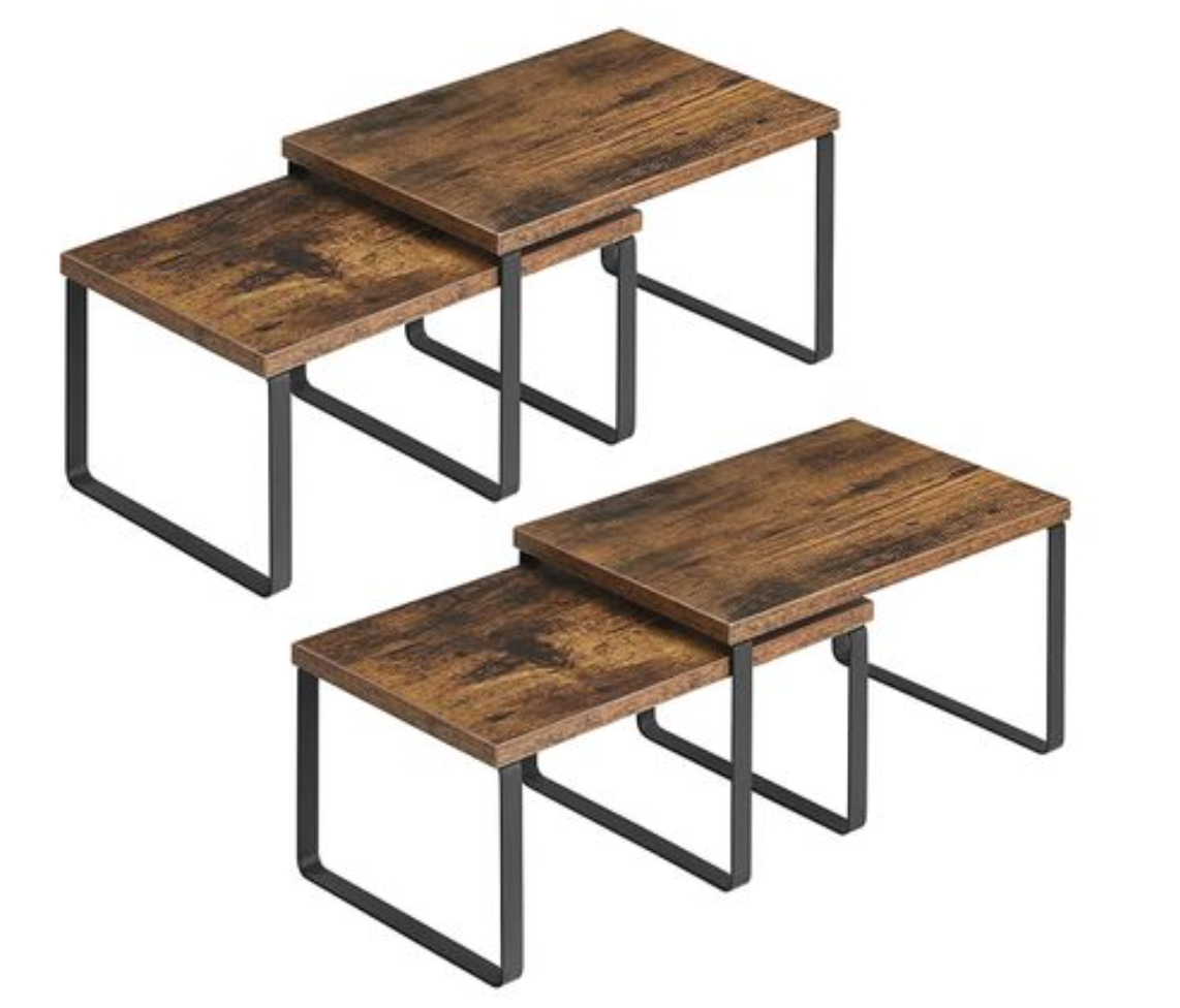 Nancy's Carao Kruidenrek - Keuken Organizer - Set van 2 - Industrieel - Vintage Bruin en Zwart