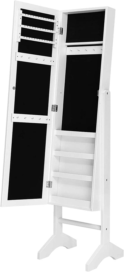 Nancy’s Flynns Sieradenkast met Spiegel – Sieraden Opslag - Vrijstaand – Wit – 35,5 x 153 x 35 cm