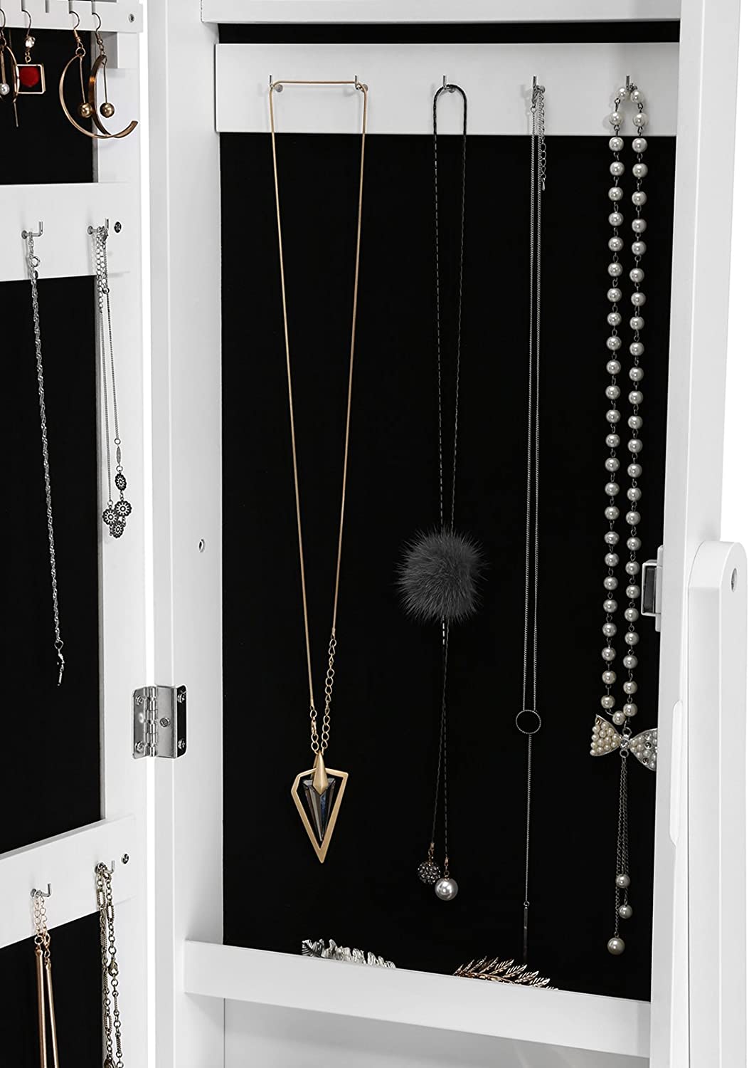 Nancy’s Flynns Sieradenkast met Spiegel – Sieraden Opslag - Vrijstaand – Wit – 35,5 x 153 x 35 cm