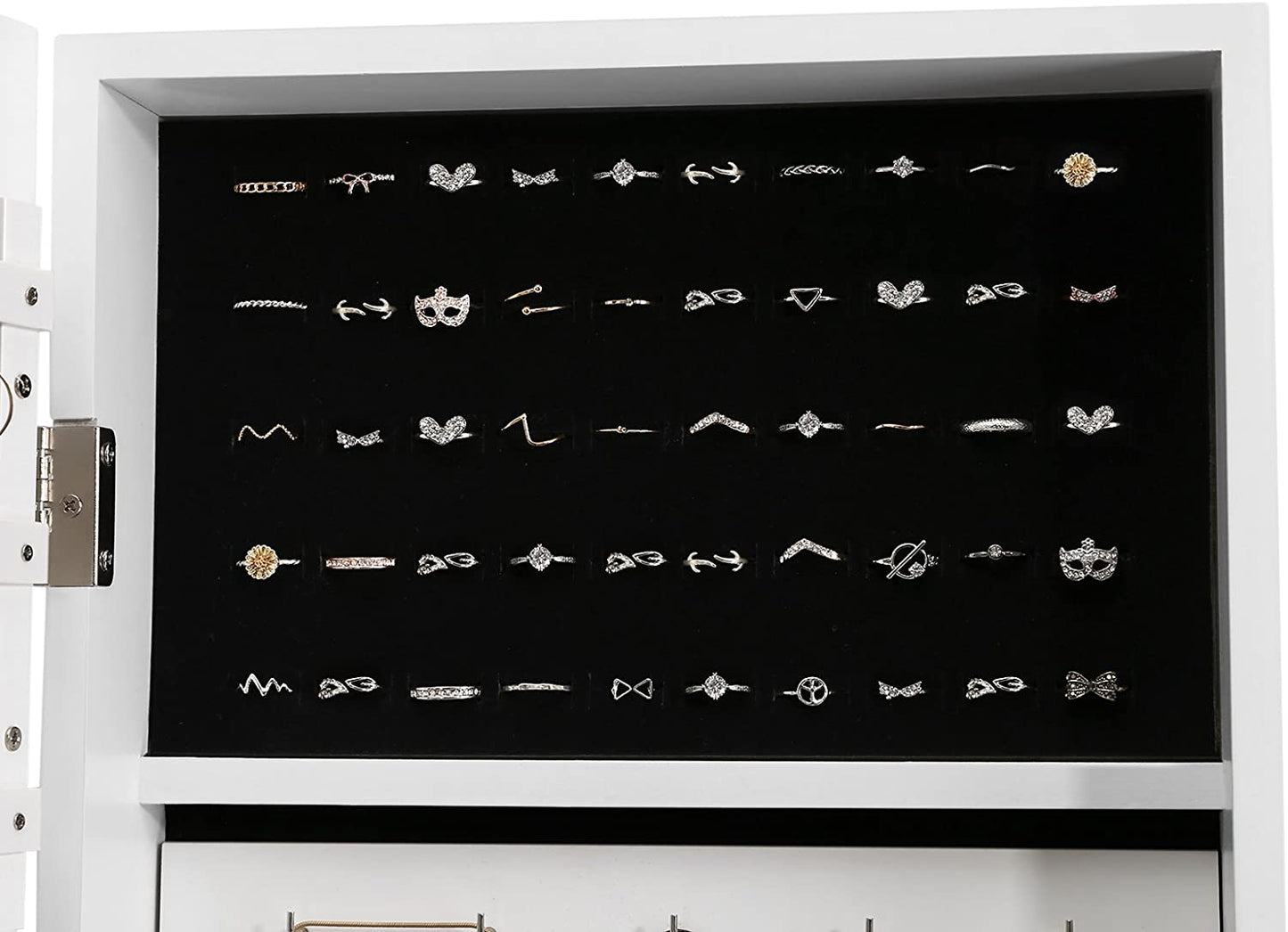 Nancy’s Flynns Sieradenkast met Spiegel – Sieraden Opslag - Vrijstaand – Wit – 35,5 x 153 x 35 cm