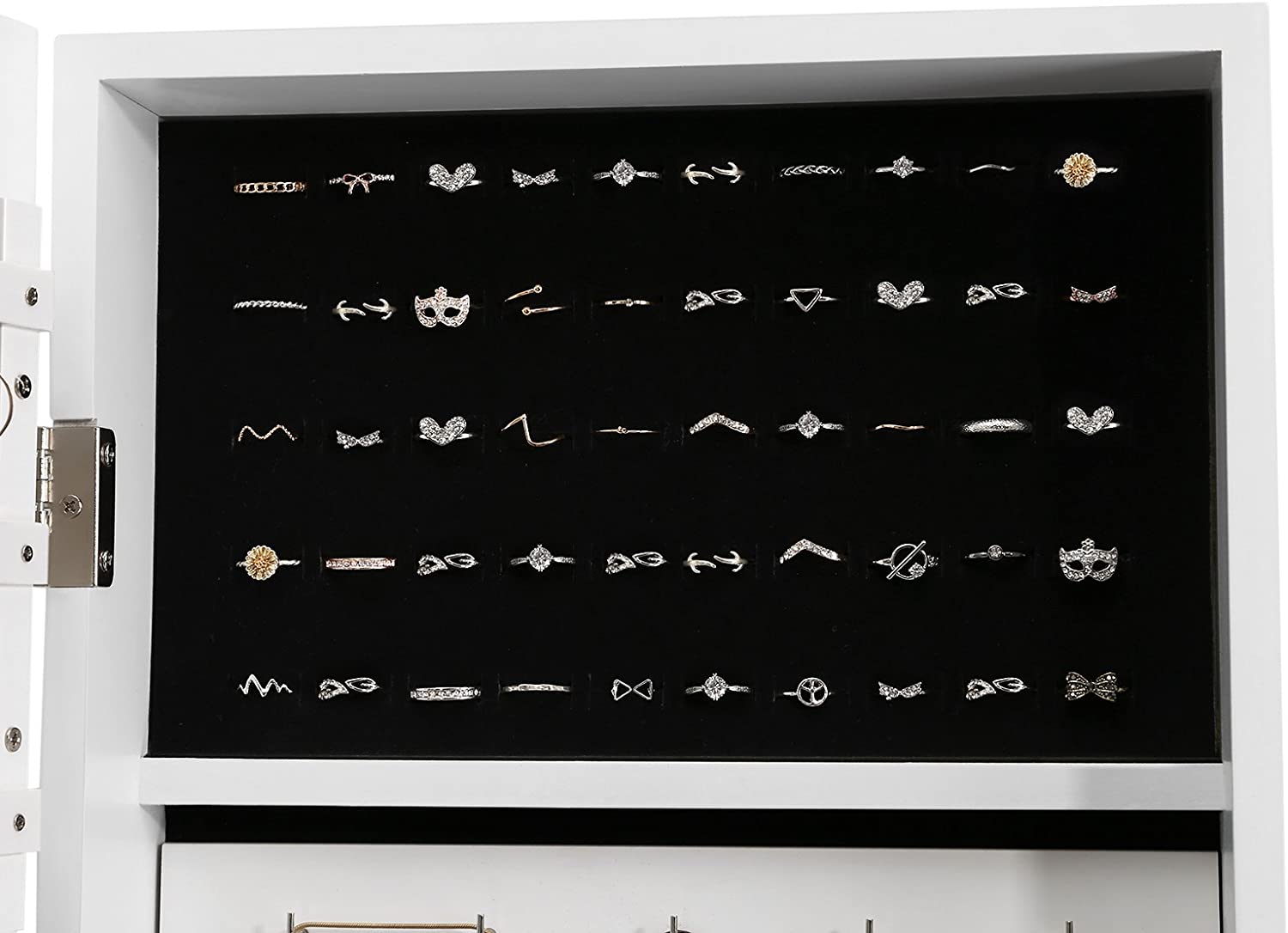 Nancy’s Flynns Sieradenkast met Spiegel – Sieraden Opslag - Vrijstaand – Wit – 35,5 x 153 x 35 cm