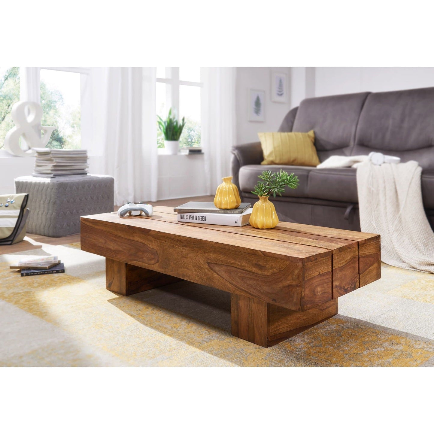Table basse en bois massif Palmer Square de Nancy - Table d'appoint Sheesham - Table - Tables basses - Table