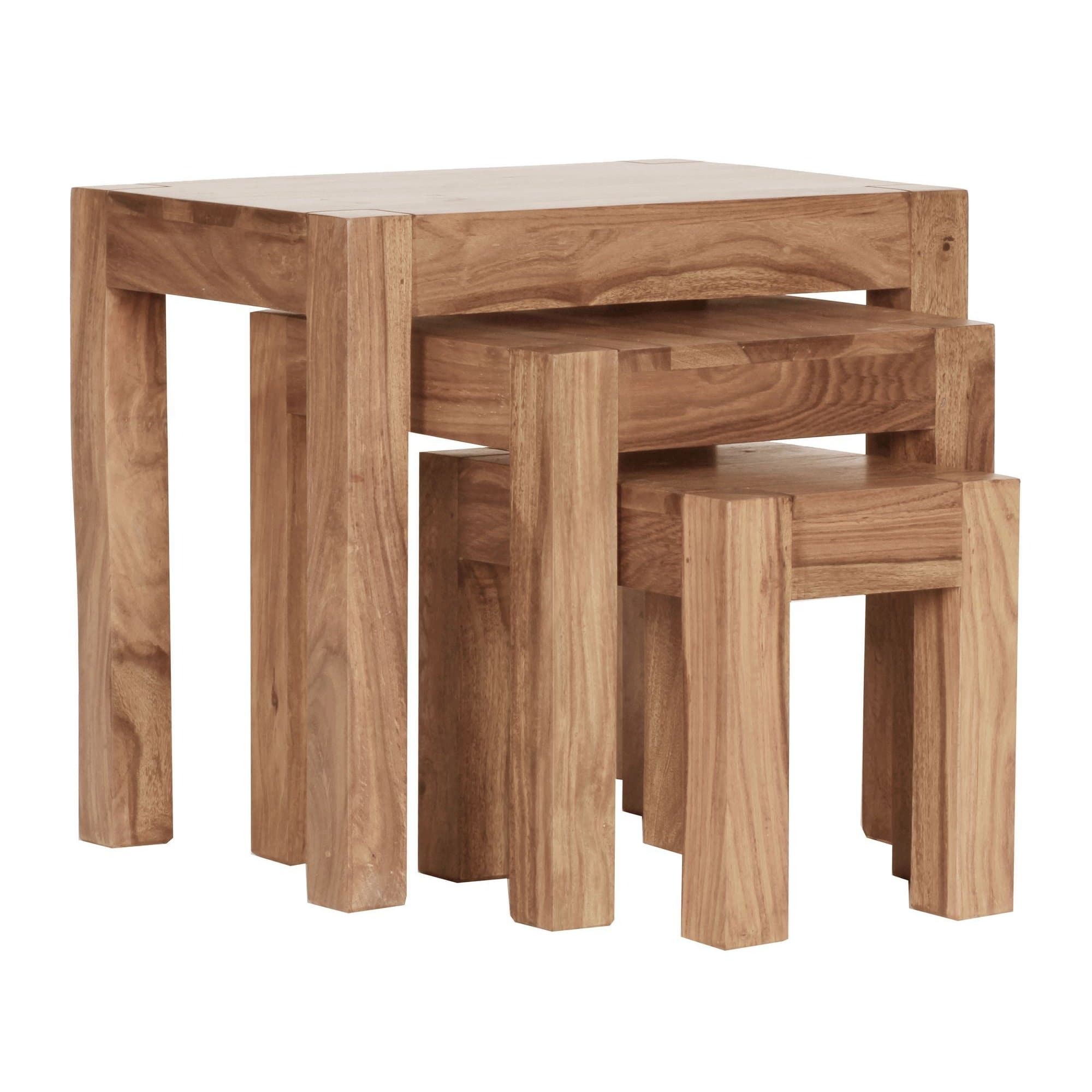 Tables d'appoint modernes Edison Park de Nancy - Ensemble de 3 - Bois d'acacia - Table d'appoint - Table - Tables basses - Tables