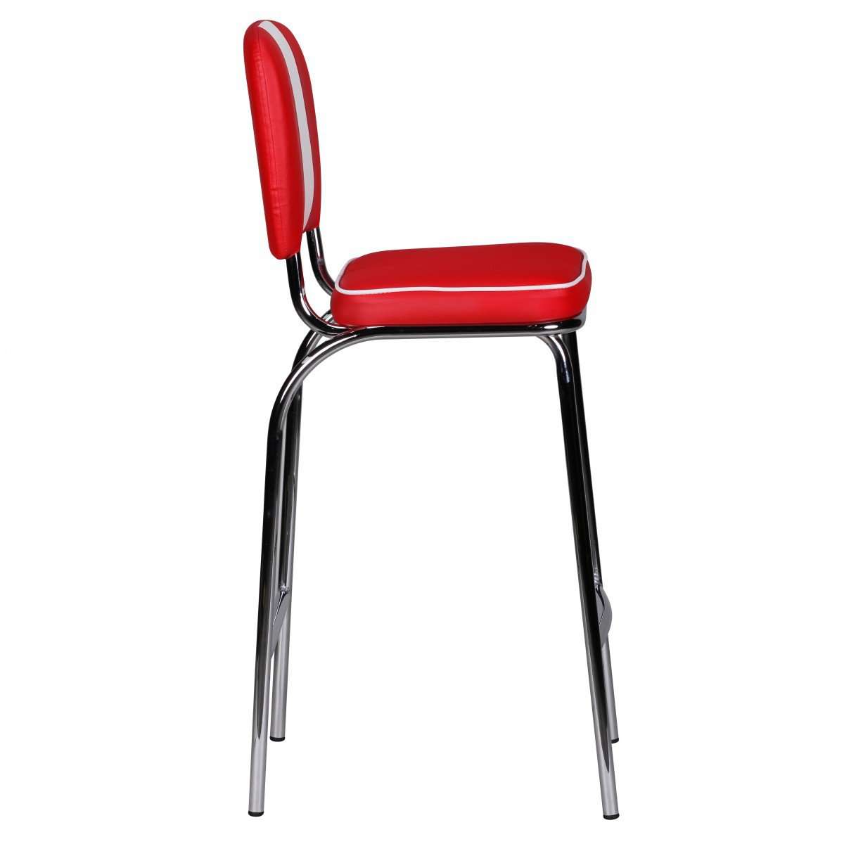 Nancy's Westgate Luxe Retro Barkruk - Vintage Barkruk - Amerikaanse Eetbarstoel - Rood / Wit - Lederlook
