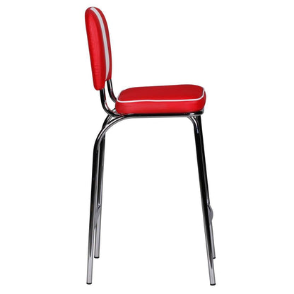Nancy's Westgate Luxe Retro Barkruk - Vintage Barkruk - Amerikaanse Eetbarstoel - Rood / Wit - Lederlook