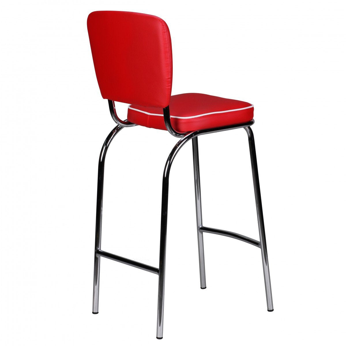 Nancy's Westgate Luxe Retro Barkruk - Vintage Barkruk - Amerikaanse Eetbarstoel - Rood / Wit - Lederlook