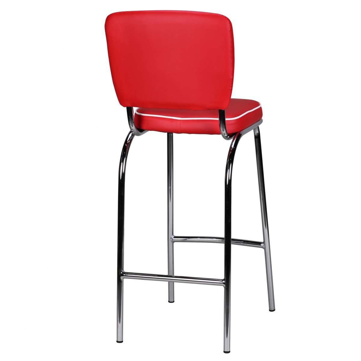 Nancy's Westgate Luxe Retro Barkruk - Vintage Barkruk - Amerikaanse Eetbarstoel - Rood / Wit - Lederlook