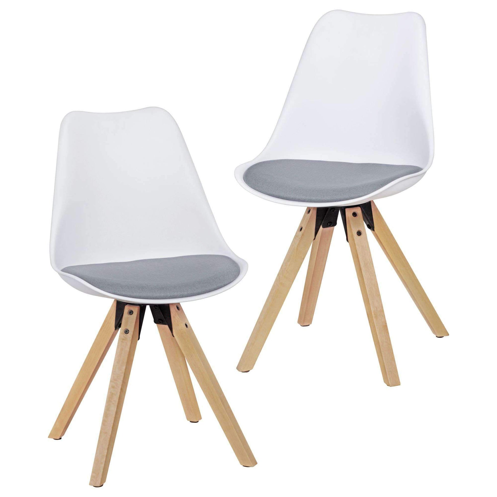 Nancy's Retro Wooden Eetkamerstoelen - Set van 2 - Wit / Grijs - Kunststof