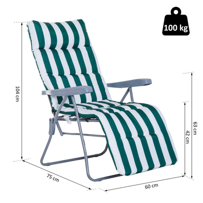 Chaises de jardin Nancy's Cary - Chaise longue - Lot de 2 - Pliable - 5 positions - Réglable - Vert - Blanc - 60 x 75 x 104 cm