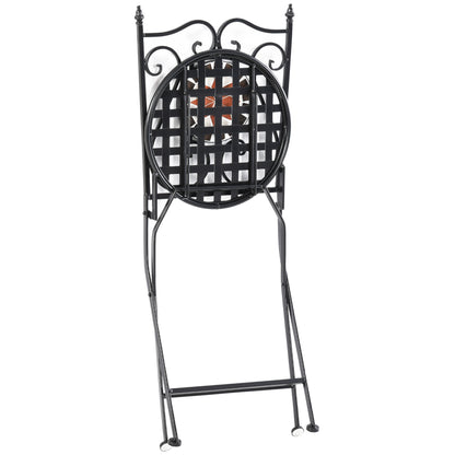Nancy's Bettendorf Tuinsetgroep- Bistroset - 3-Delig Mozaiektafel - 2 Opklapbare Stoelen - Metaal - Veelkleurig