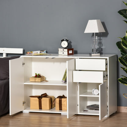 Nancy's Hazard Dressoir - Keukenkast - Opbergkast - 2 Lades - Openslaande Deuren - Push to Open - Wit - Antikantelbeveiliging - Bewerkt Hout