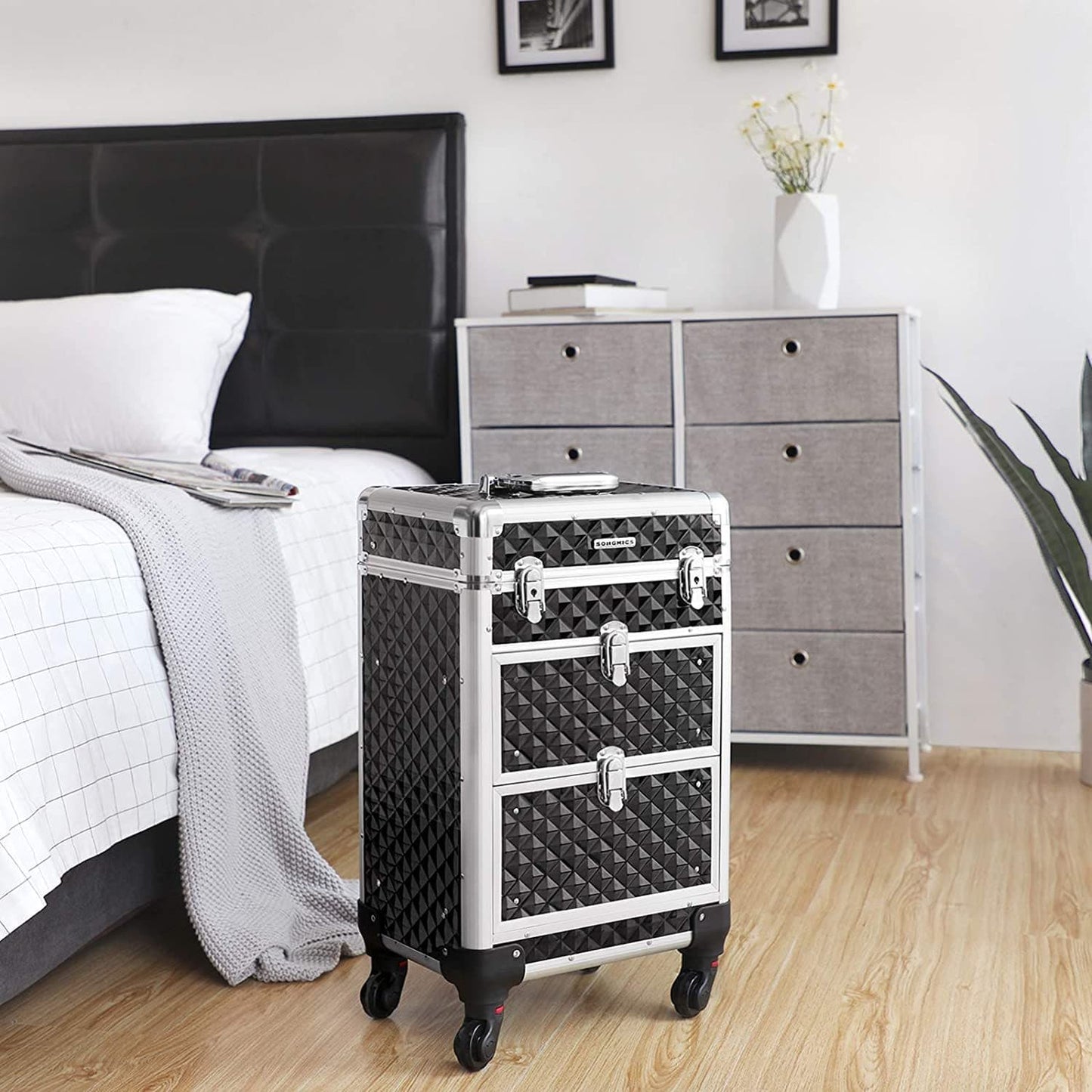Nancy's Cosmetica Koffer - Make-up koffer - Sieraden Opberger op Wielen - Make Up Trolley - Zwart