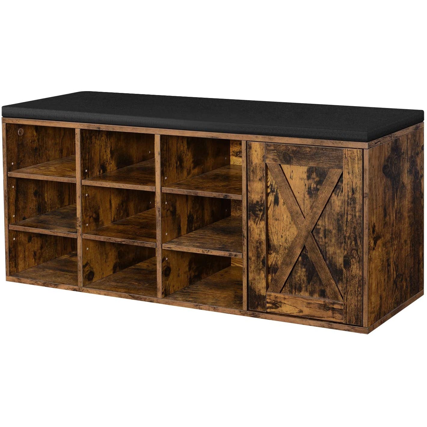 Nancy's Woodland Schoenenbank - Schoenenrek - Schoenenkast - Vintage Bruin - 110 x 30 x 48 cm