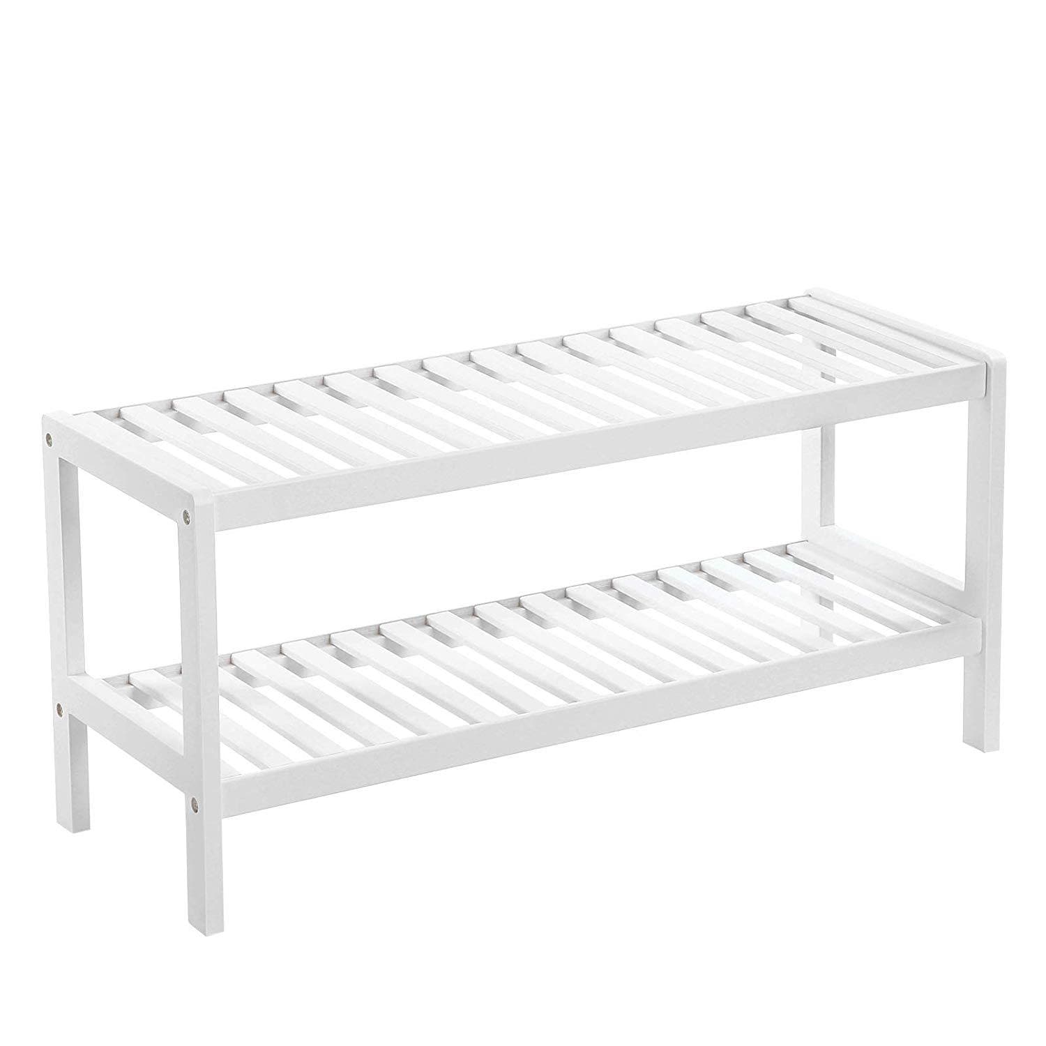 Nancy's Charneca Schoenenrek - Rek voor 6 paar schoenen - Wit - Bamboe - ± 70 x 25 x 30 cm