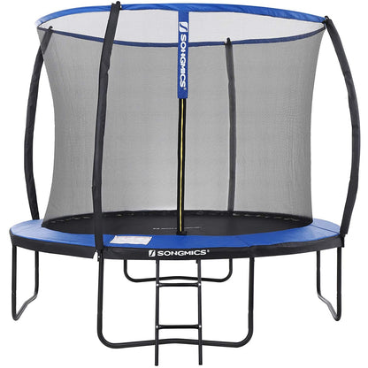 Trampoline de Nancy avec filet de sécurité - Trampolines - Jardin - Échelle - Barres rembourrées - Noir/Bleu - Ø 305