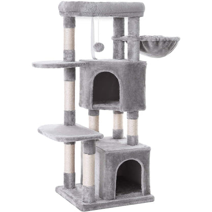 Nancy's Krabpaal Voor Katten - Kattenboom - Grijs - Inclusief Hangmat - 154cm Hoog