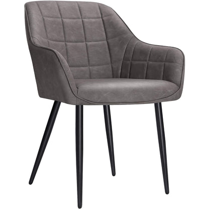 Nancy's Okanogan Eetkamerstoel - Moderne en Elegante Vrijetijdsstoel - Eetkamerstoelen - Metalen Poten - Grijs - 62,5 x 60 x 85 cm (L x B x H)