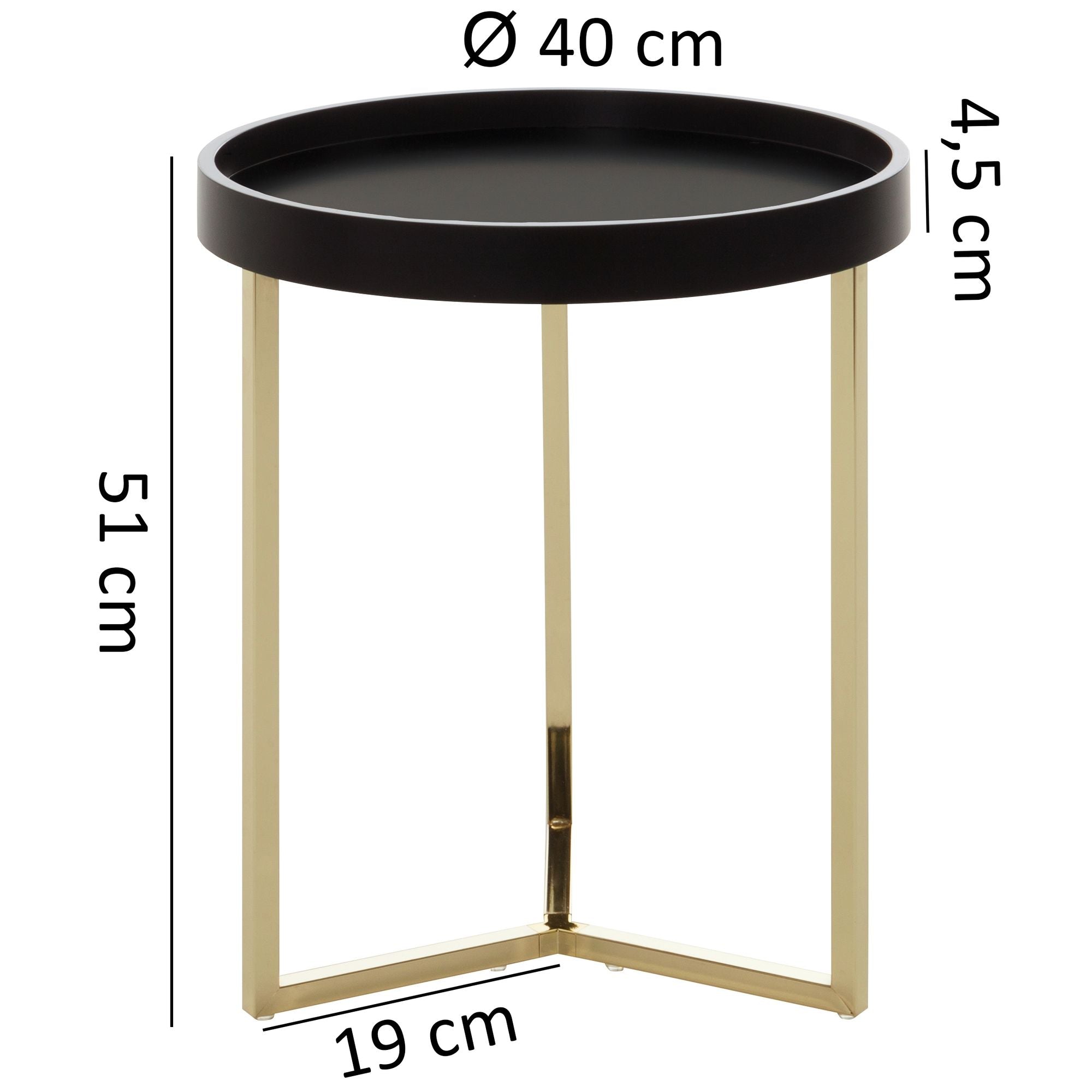 Table d'appoint Nancy's Asheboro - Table basse - Table d'appoint - Bois - Métal - Ø 40 cm - Noir - Or