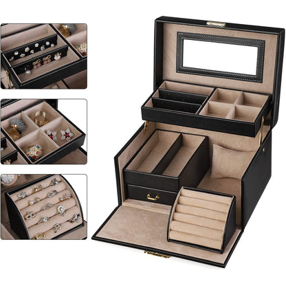 Nancy's Jewelry Box Persey - Organisateur de bijoux - Boîtes à bijoux - Faux cuir - Noir