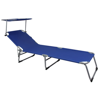 Nancy's Adel Ligstoel - Ligbed - Loungestoel - Tuinstoel - Relaxtoel - Opvouwbaar - Met Zonnekap - 195 x 60 x 30 cm
