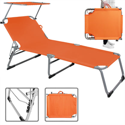 Nancy's Adel Ligstoel - Ligbed - Loungestoel - Tuinstoel - Relaxtoel - Opvouwbaar - Met Zonnekap - 195 x 60 x 30 cm