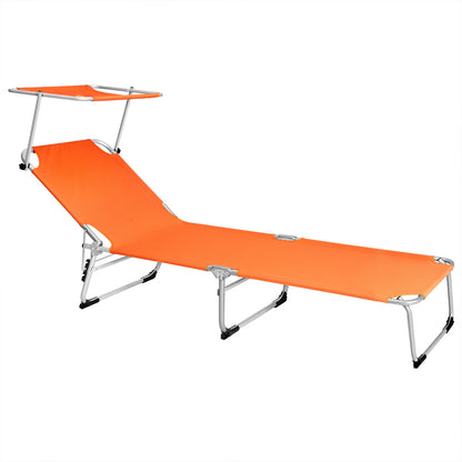 Nancy's Adel Ligstoel - Ligbed - Loungestoel - Tuinstoel - Relaxtoel - Opvouwbaar - Met Zonnekap - 195 x 60 x 30 cm