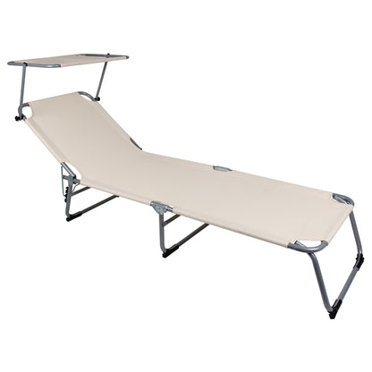 Nancy's Adel Ligstoel - Ligbed - Loungestoel - Tuinstoel - Relaxtoel - Opvouwbaar - Met Zonnekap - 195 x 60 x 30 cm