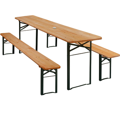 Nancy's Sabana Seca 3-delige Biertenten set - Biertenttafel - Opvouwbaar - Hout - Grote Tafel Met 2 Banken- Tuinmeubilair - 170 cm